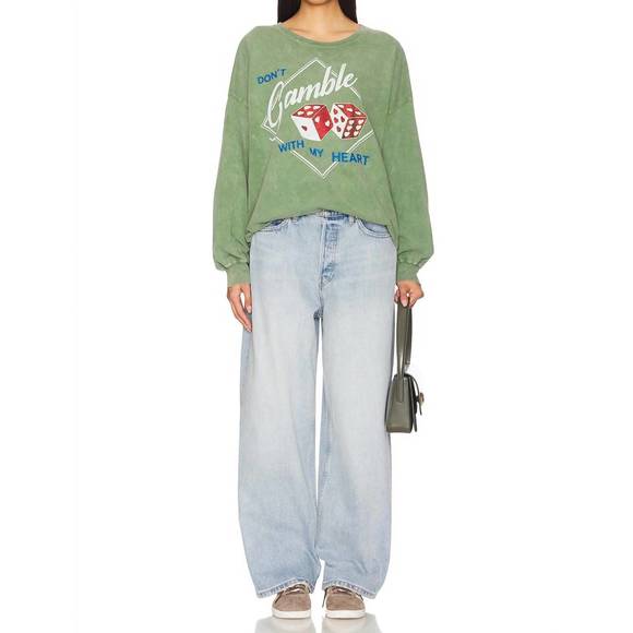 NEW DAYDREAMER don't gamble with my heart lons sleeve in stone green acid - Picture 3 of 4